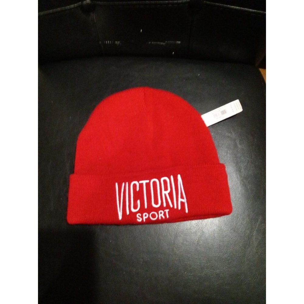 VICTORIA'S SECRET VICTORIA SPORT RED BEANIE HAT NEW WITH TAGS ONE SIZE - Picture 5 of 8